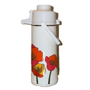 Vintage Retro Dia Diamond Coffee Beverage Pump Top Thermos 70s Colors Floral